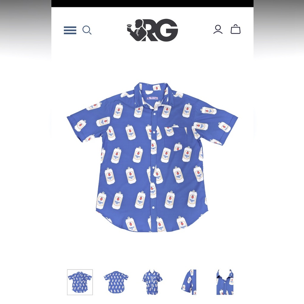 NWT Vintage Natural Light Can Hawaiian Button Up Shirt Rowdy Gentleman …